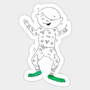 Cute Boy Dancing in Pajamas Sticker